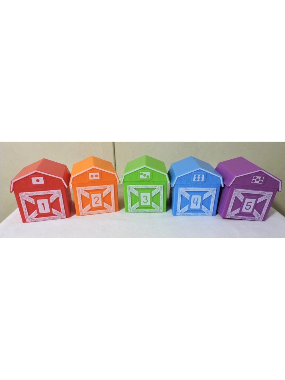 Number Barns Learning Toy Set - Red, Orange, Green, Blue, Purple